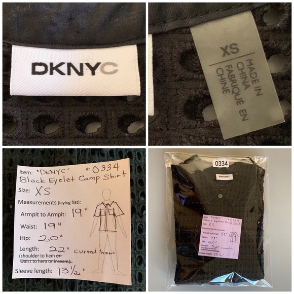 🔥5/$20🔥 DKNYC” Black Eyelet Camp Shirt - Picture 3 of 8
